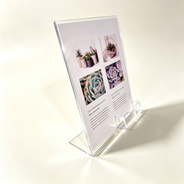 Custom logo acrylic price tag stand with card slot