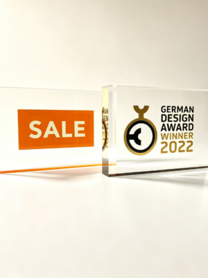 Custom transparent acrylic logo block