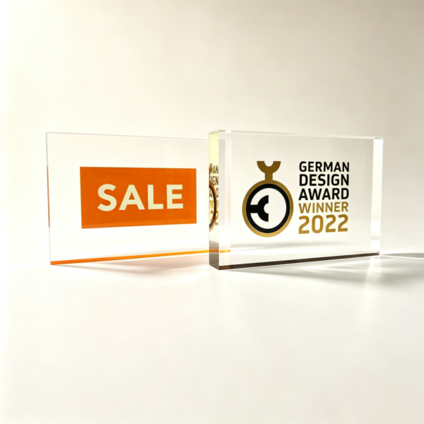 Custom transparent acrylic logo block
