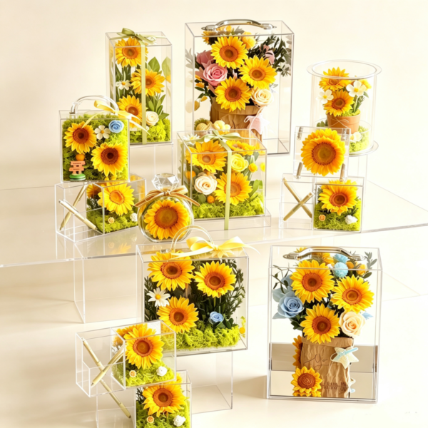 Luxury preserved real flower acrylic gift box