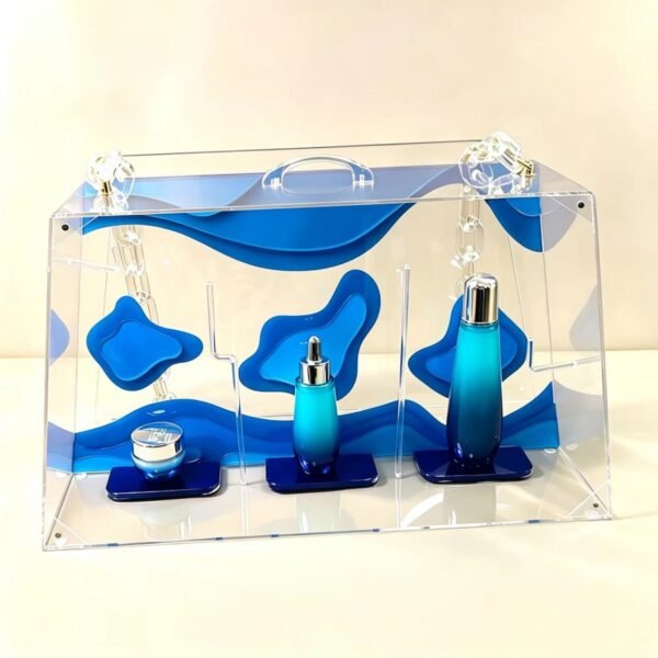 Acrylic Skincare Display Stand, Countertop Cosmetic Product Organizer for Retail Beauty Display