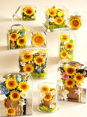 preserved flower acrylic gift box